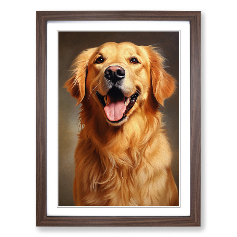 Golden Retriever Realism - Framed Print, Walnut Framed, 64cm H x 46cm W