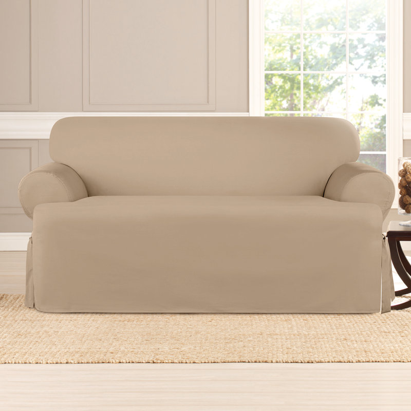 Pacific Blue Heavyweight Cotton Duck T-Cushion Loveseat Slipcover