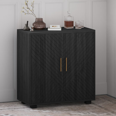 Modern Fluted Door Storage Cabinet with Adjustable Shelf Gold Handles and Anti Tip Hardware