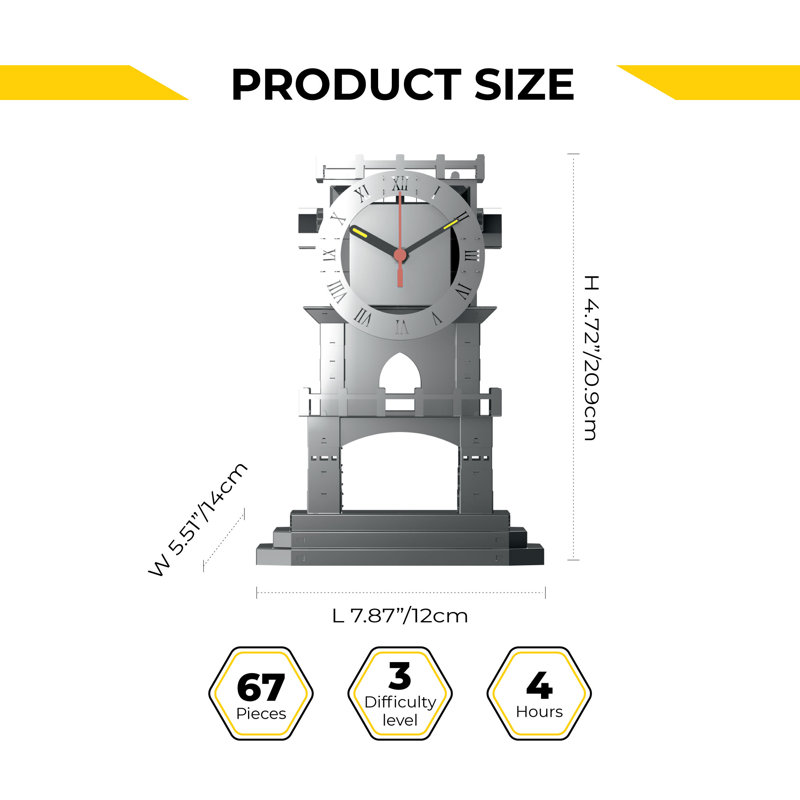 Analogue Stainless Steel Electric Tabletop Clock in Stainless Steel