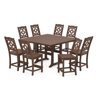 Ensemble repas pour 8 personnes avec table carrée Chinoiserie