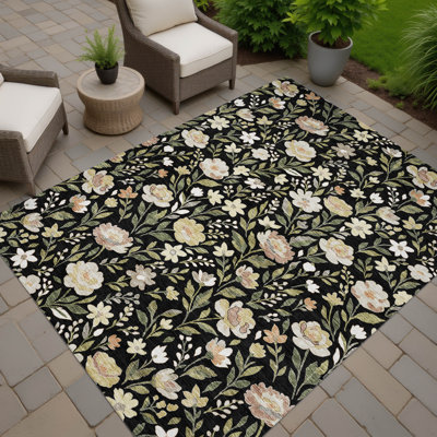 Tapis floral intérieur / extérieur lavable à la machine Chantille ACN2438