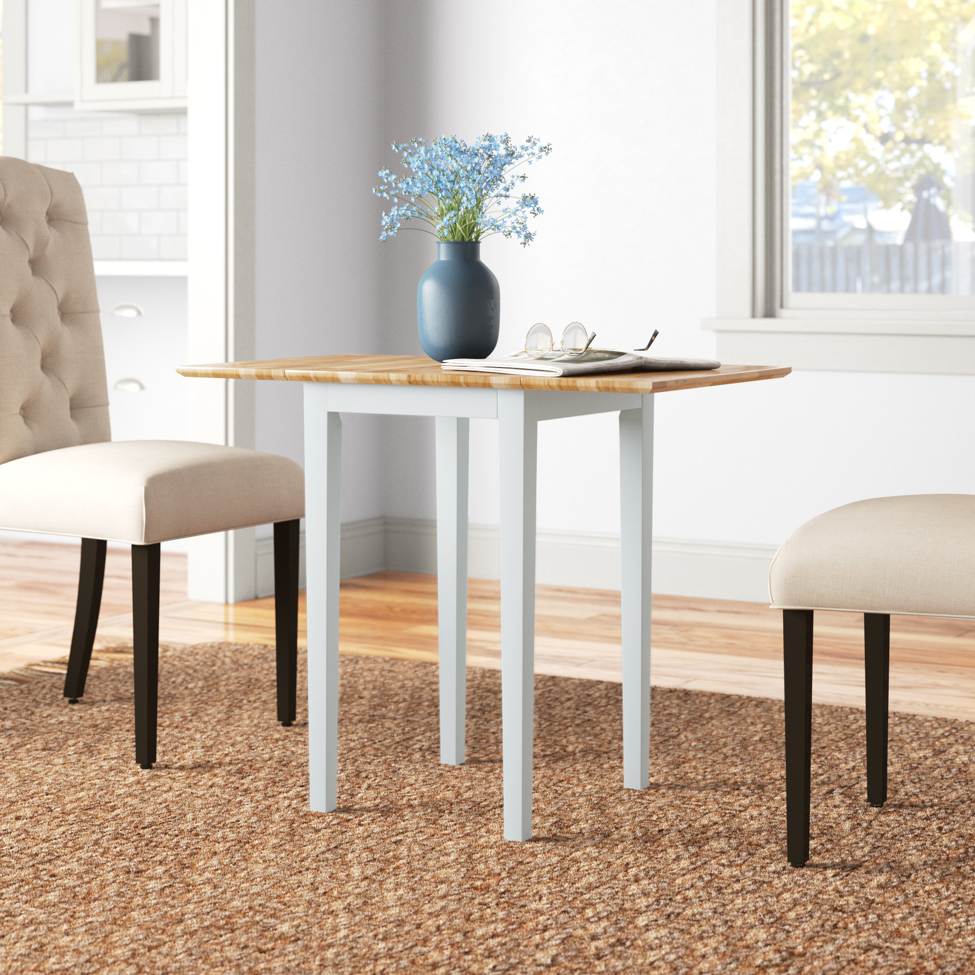 Ebern Designs Saritha Drop Leaf Solid Wood Dining Table & Reviews | Wayfair