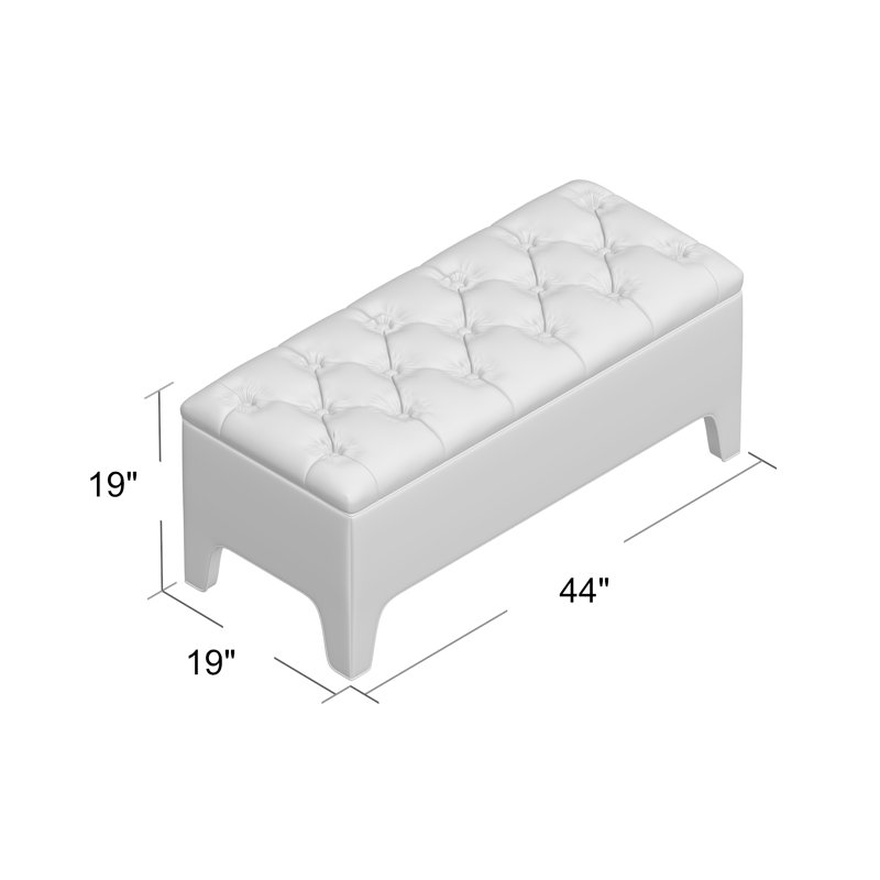 Banc de rangement à couvercle rabattable Lincoln, Gris, H 19 po x l 44 po x P 19 po