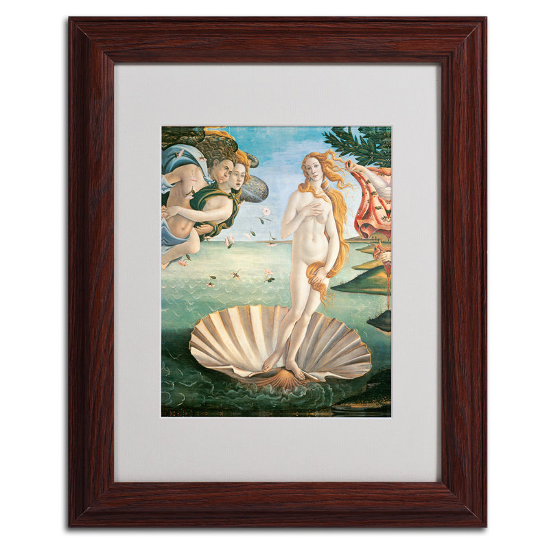 « naissance of venus 1484 », reproduction sur toile encadrée, H 14 po x l 11 po x P 0,5 po, Brun