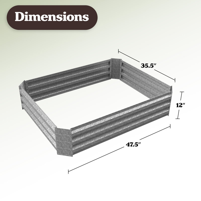 Silver Galvanized Iron Raised Garden Bed for Outdoor Plants