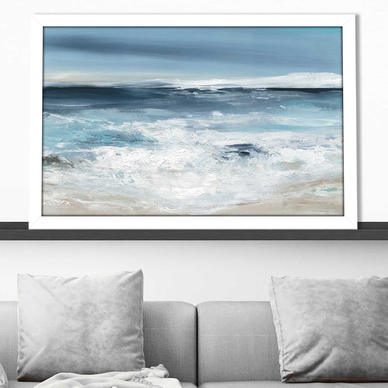 Long Beach par - Peinture, Cadre blanc, H 21,5 po x l 27,5 po x P 0,75 po