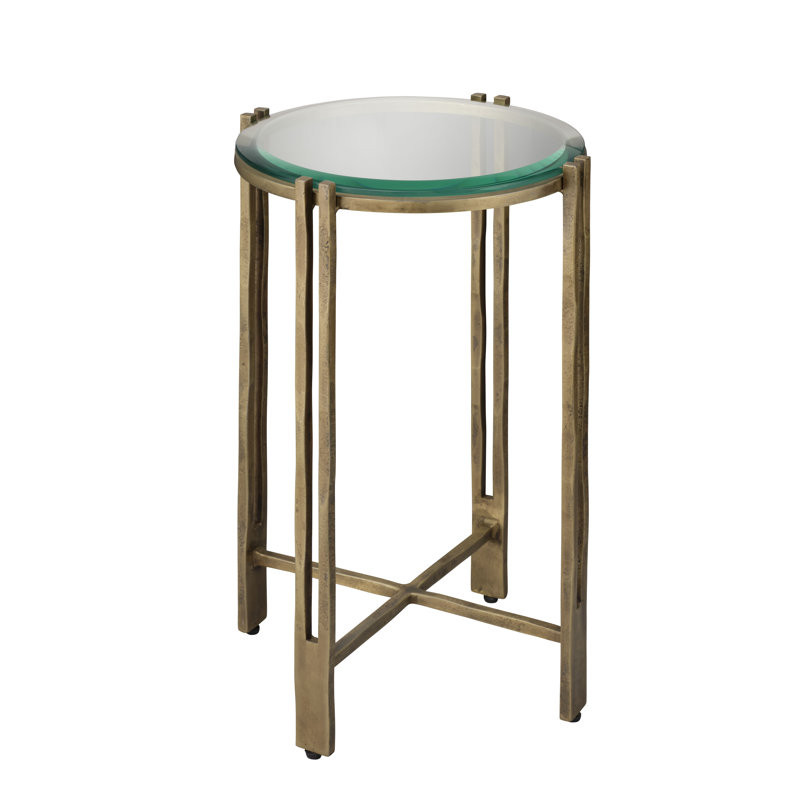 Metrical Iron Side Table, Antique Brass