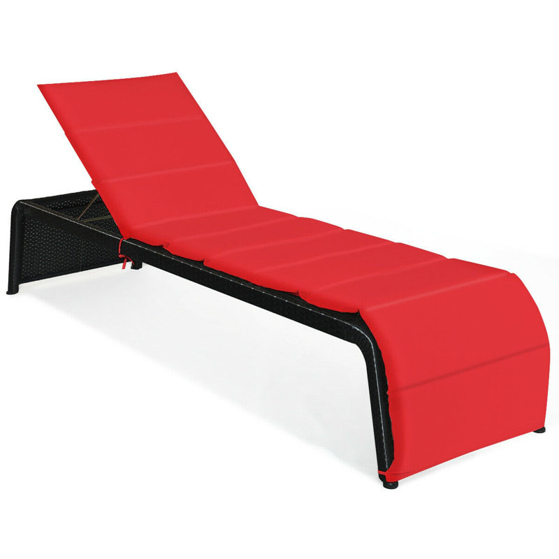 Chaise longue inclinable avec coussin Luciana, Rouge