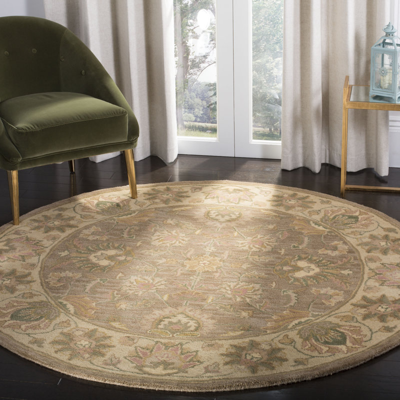 Tapis brun / ivoire en laine touffeté à la main Cranmore, Rond 3 pi 6 po
