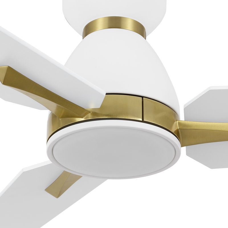 3 Blades Indoor Flush Mount Ceiling Fan With Light Kit, Black, 44"