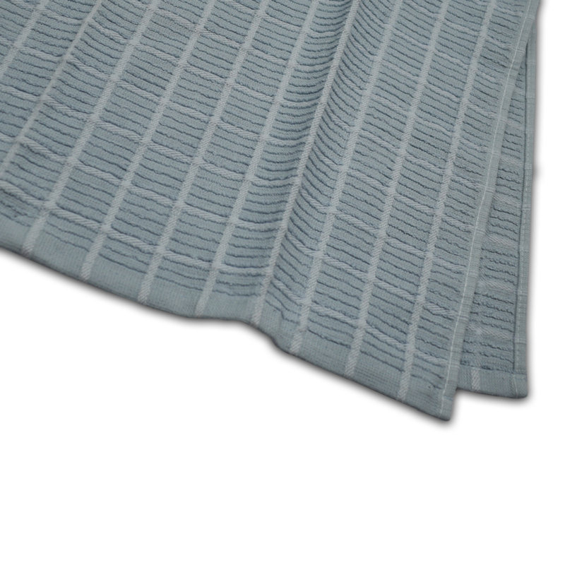 Super Absorbent 3 Pack Cotton Tea Towels Ripple Check, Blue