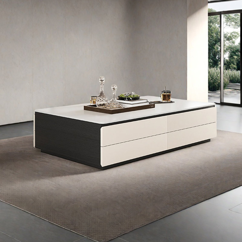 Table basse simple et moderne, H 15,7 po x L 47,2 po x l 23,6 po, Noir, noir, noir, noir