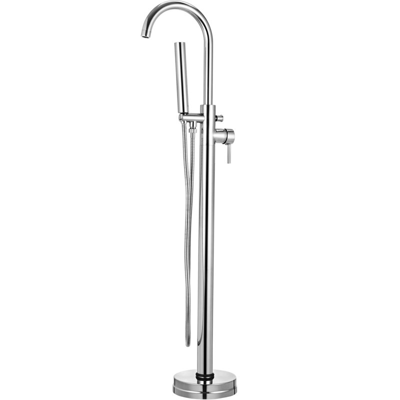 Robinet de baignoire autoportant monocommande à fixation au sol avec douche à main