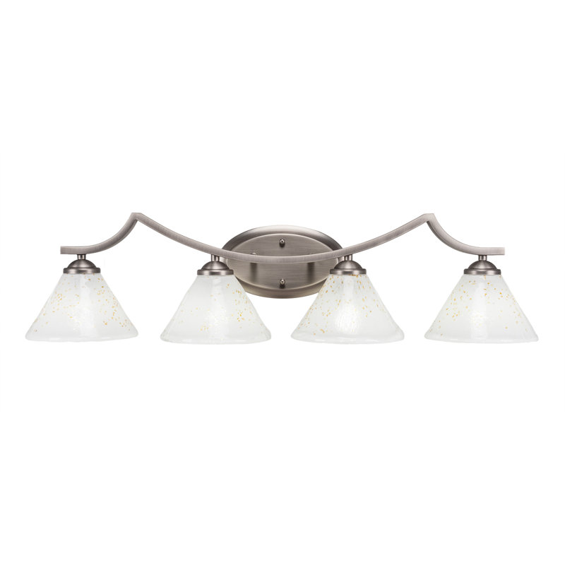 Barre d'éclairage de salle de bain 4 lumières Zilo au fini graphite avec verre doré 7 po, Graphite