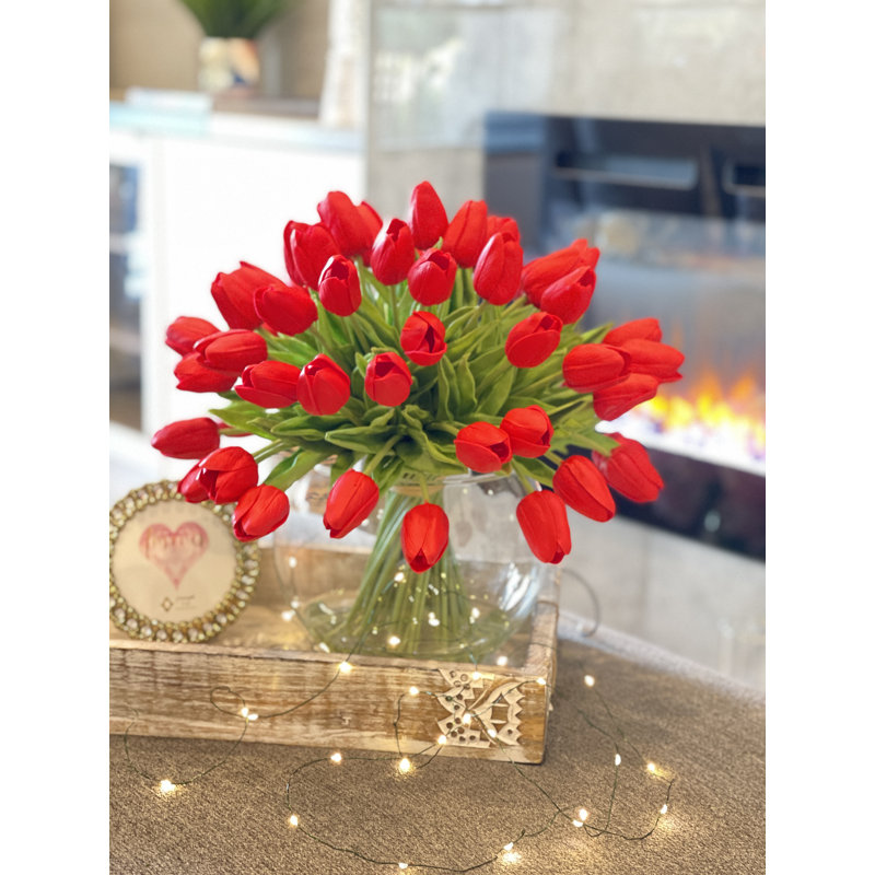 Arrangement floral moderne 60 tulipes, Rouge