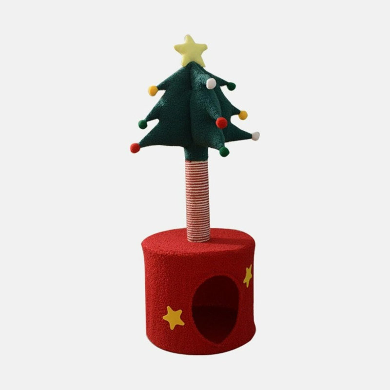 Nid pour chat 2 en 1, structure d'escalade, poteau à griffes en forme d'arbre de Noël, tour pour chat douce et confortable