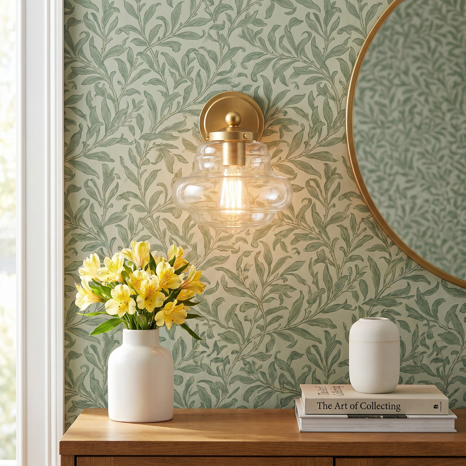 Marah Single Light Glass Dimmable Armed Sconce, Oil Rubbed Bronze