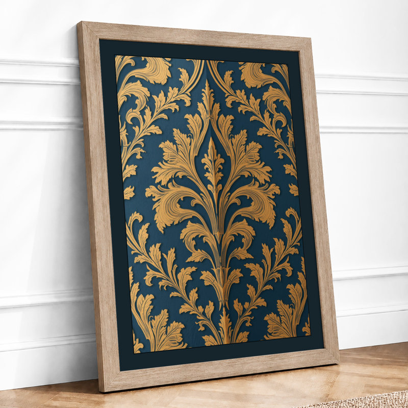 Golden Damask Baroque - Framed Print, A1 - 84.1 x 59.4 cm, Oak