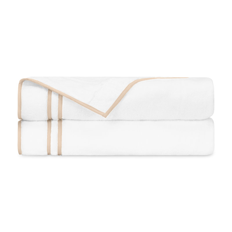 Ribbons 2-pc Bath Towel Set, White/Blush
