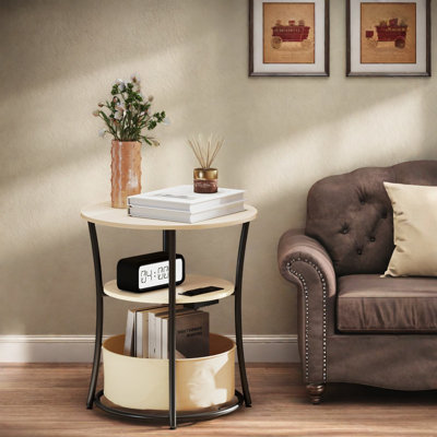 Tables de bout avec rangement, table d'appoint en bois et bois aggloméré à 3 niveaux pour la maison