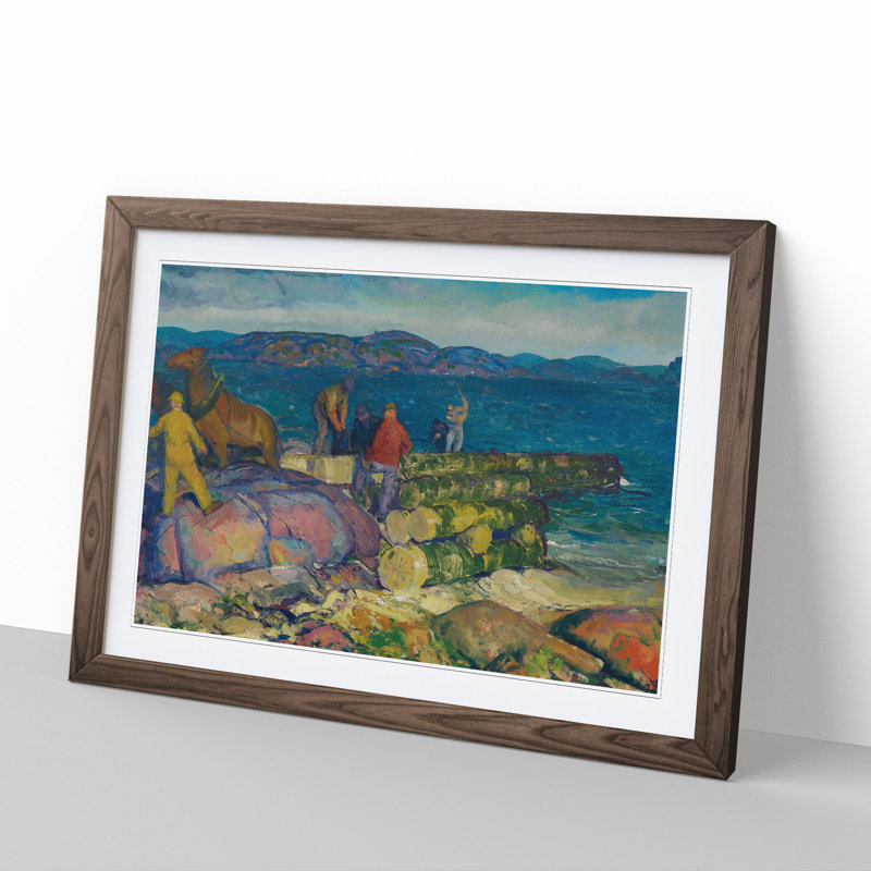 Dock Builders by George Bellows - Picture Frame Painting, Walnut Framed, 36cm H x 48cm W x 2cm D