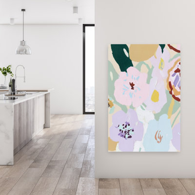 Dreamy Floral Abstract Abstract Colorful Delicate Nature Spring Wall Art Print by Mathieu - Wrapped Canvas Print