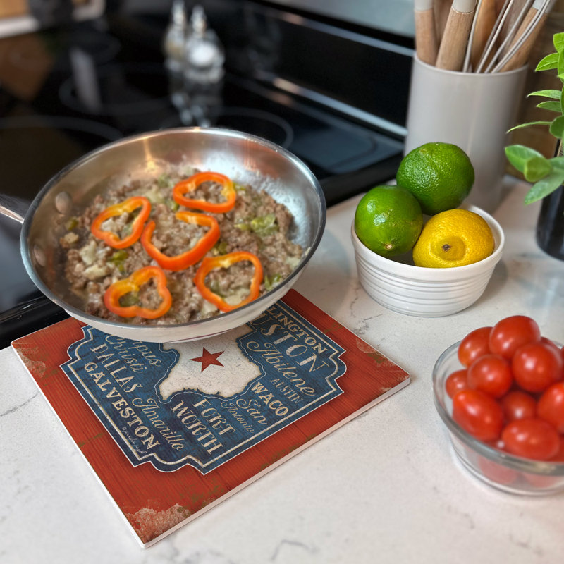 Trinx Texas Cities Decorative Heat Tolerant Stone Trivet