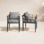 Chaises de patio d'extérieur en aluminium et teck avec coussins gris Florentine