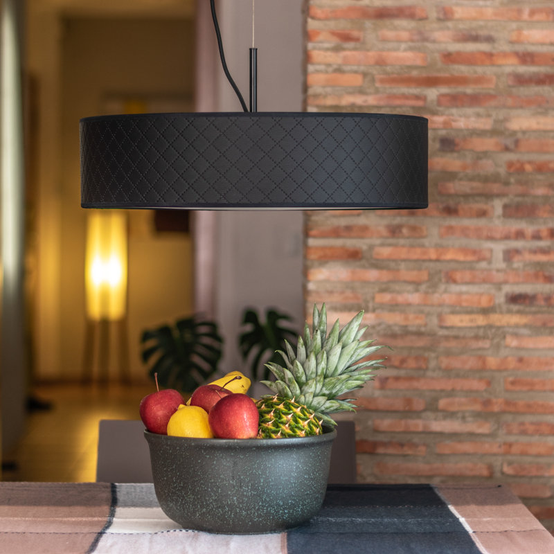 Trece Slim 3 - Light Black/White Drum Pendant, Black