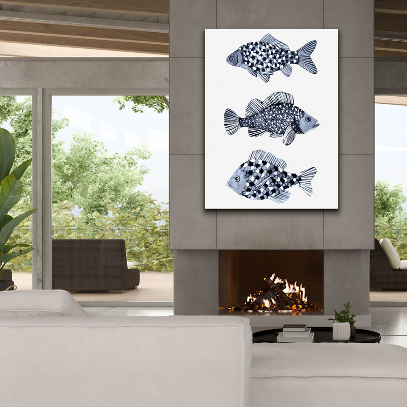  «Blue Fish 2» par Emma Scarvey, art mural sur toile, 40 po x 54 po, H 54 po x l 40 po