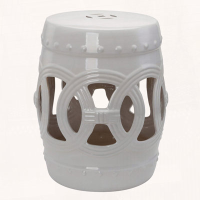 Ceramic Garden Stool with Double-Coin Knotted Ring Design