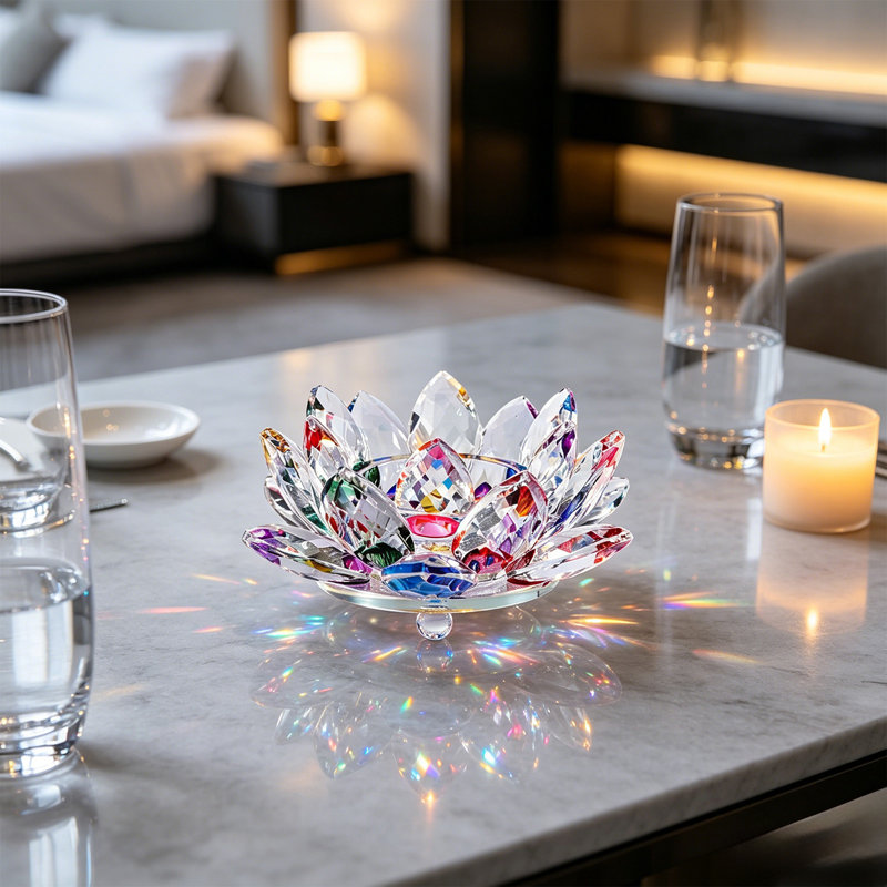 Bougeoir de nuit en cristal et chandelier en cristal, Multicolor