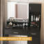 Coiffeuse noire avec miroir et éclairage à DEL, 3 modes d'éclairage, luminosité réglable, commode à niveau, noir, panneau de particules, installation facile, nettoyage rapide, grand tiroir, nettoyage simple et rapide