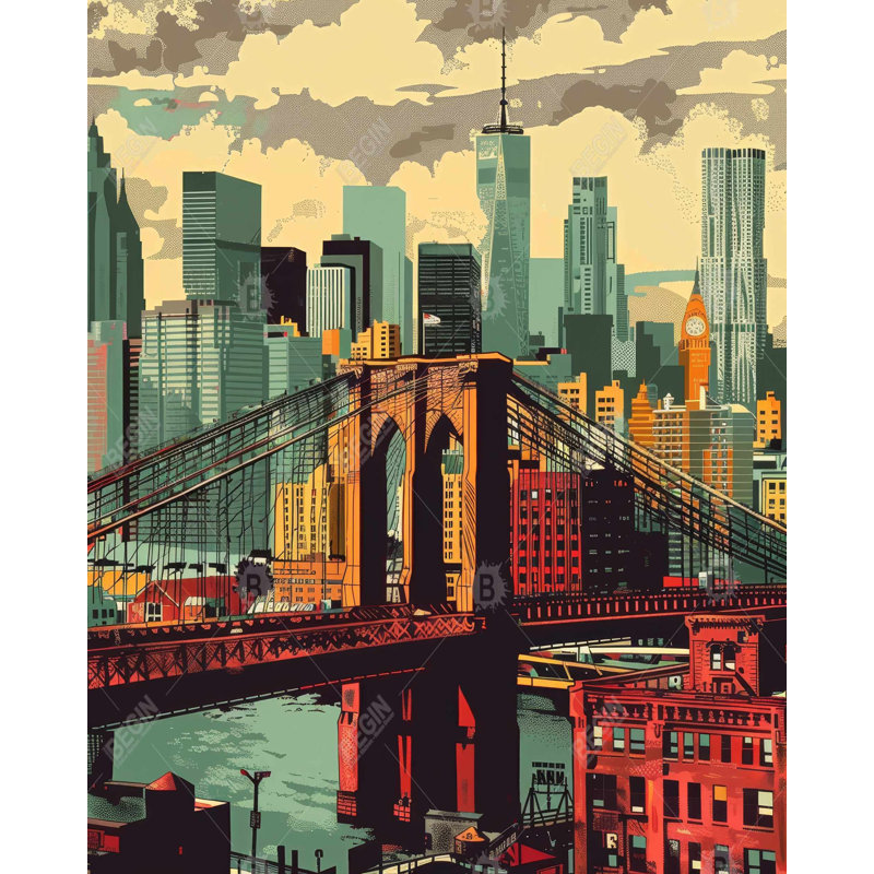 The Bridge - Toile encadrée orange pour la décoration intérieure | Art