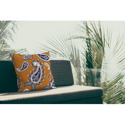 Paisley Outdoor Reversible Throw Pillow