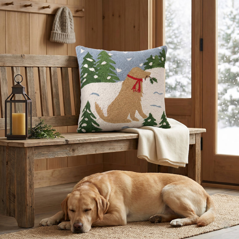 Coussin Snowy Yellow Lab