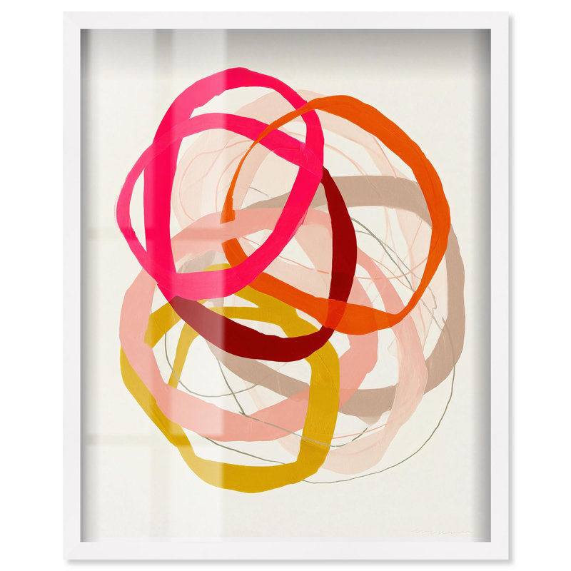 Décoration murale abstraite «Playful Scribble III Shadowbox» par Art Remedy, cadre blanc, 30 x 36, H 37 po x l 31 po