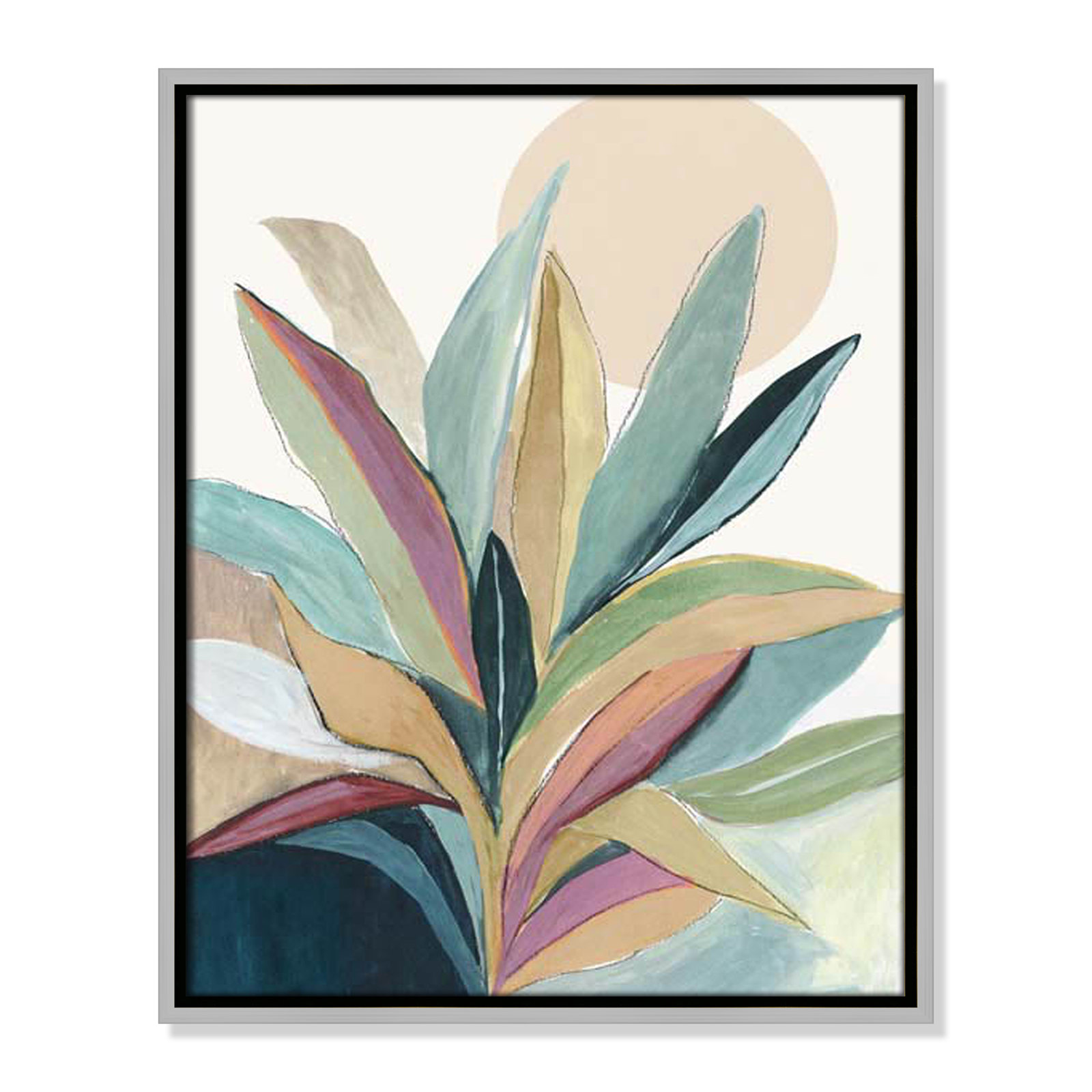 Sherbrooke Sunny Bright Leaves I by Asia Jensen Print, No Mat, 21.5" H x 17.5" W x 2" D, Silver Floater Framed
