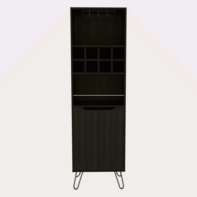 8-Bottle 2-Shelf Bar Cabinet