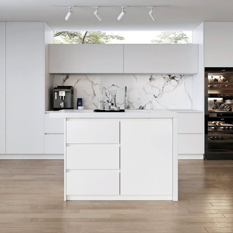 50" Modern Kitchen Islands With Storage, White