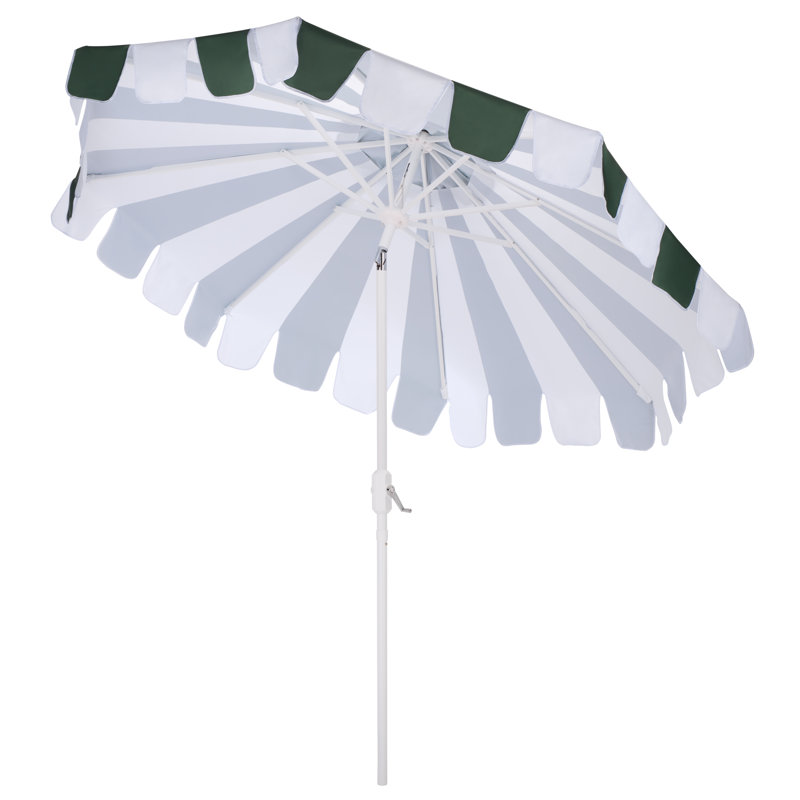 Parasol à manivelle 9 pi Mezze, Rayures vert forêt