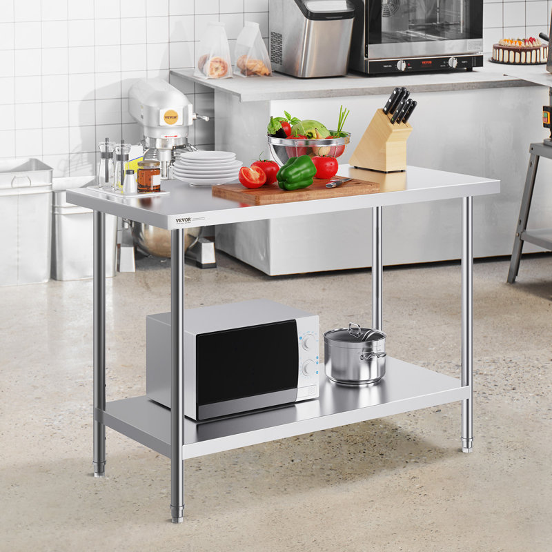 Chariot de cuisine avec plateau en acier inoxydable