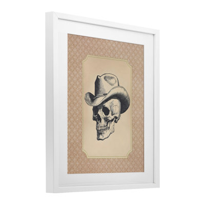 Crâne de cow-boy rétro, impression encadrée sous verre, design par Arlington Prints