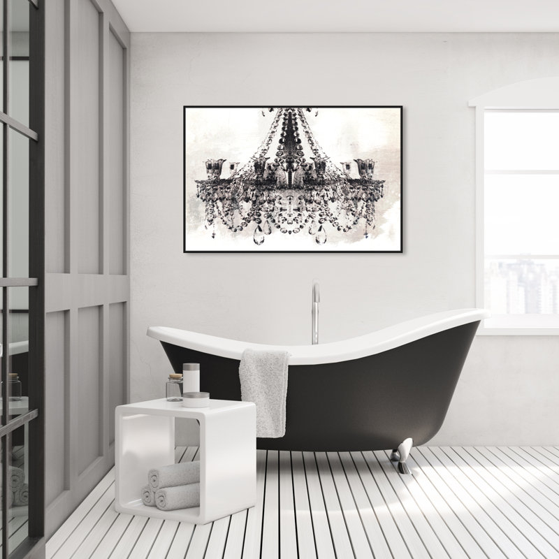 Oliver Gal " Fashion And Glam Dramatic Entrance Inverse, Glam Black ", 30" H x 45" W, Black Framed Canvas