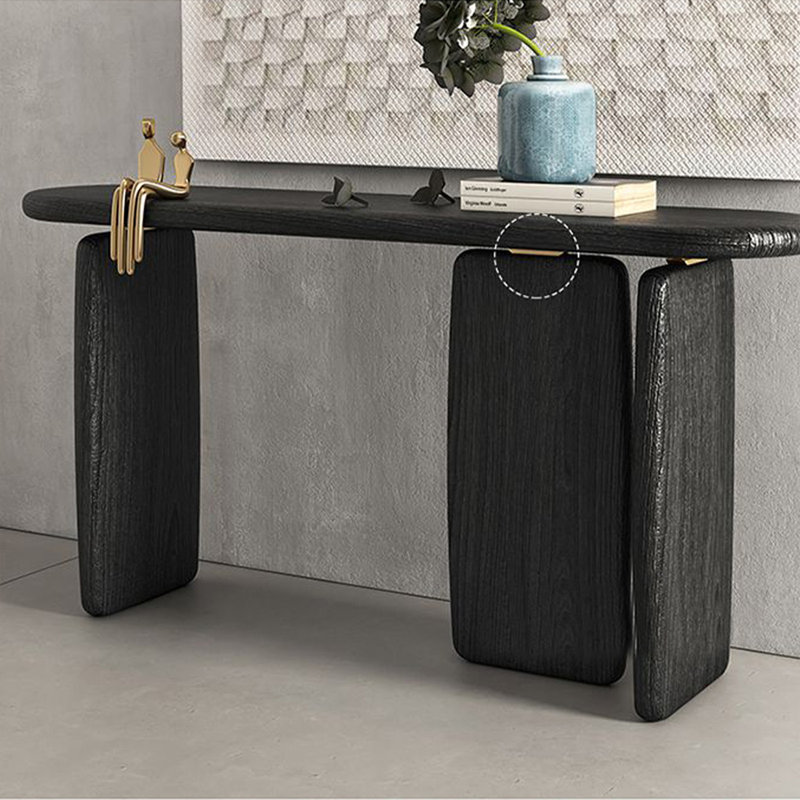 Console noire en bois massif, H 31,5 po x l 62,99 po x P 11,81 po