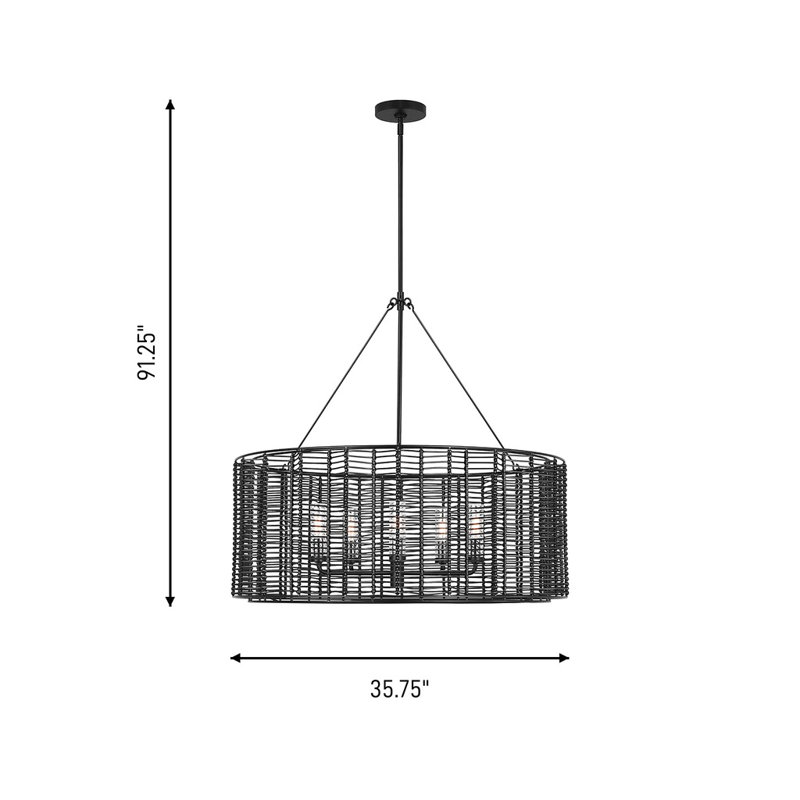 Thom Filicia Winslow Dining Room Chandelier With Clear Shade, 34" H x 35.75" W x 35.75" D, Midnight Black, 5 Lights