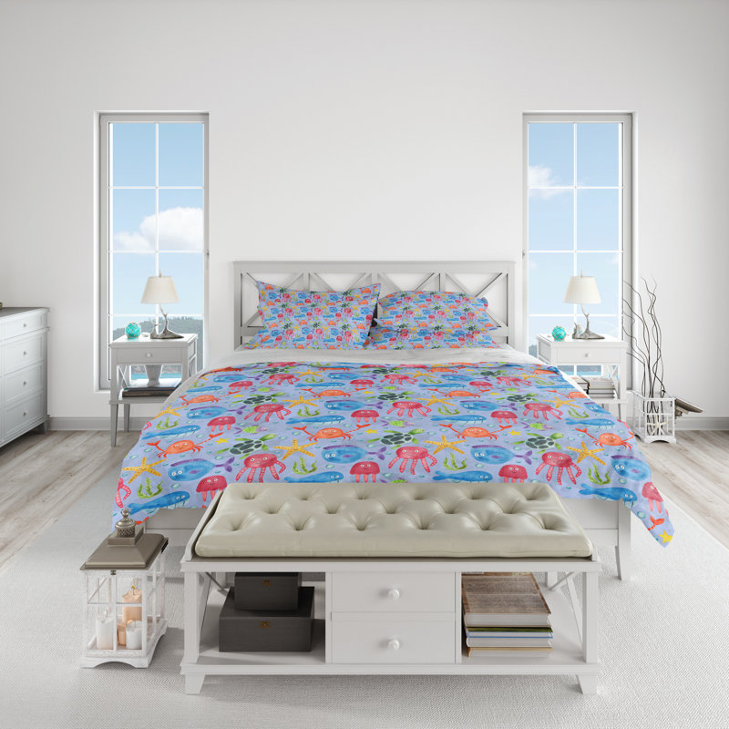 Polyester Abstract and Animal Print Duvet Cover Set, Twin Duvet Cover + 1 Queen Shams
