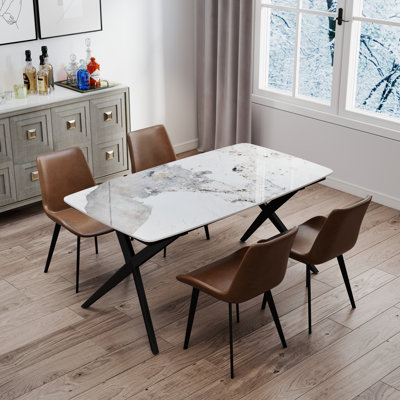 Modern Sintered Stone Top Dining Table Set