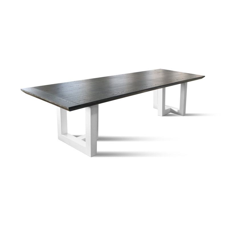 Oak Solid Wood Top Metal Base Dining Table